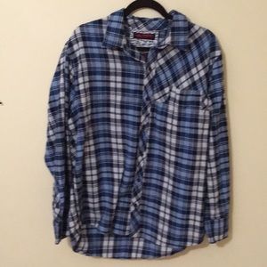 Tony Hawk Flannel Shirt Blue and White